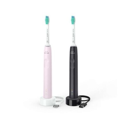 Philips Sonicare Electric Toothbrush HX3675/15 Rechargeable, For adults, Number of brush heads included 2, Number of teeth brushing modes 1, Sonic technology, Black/Pink