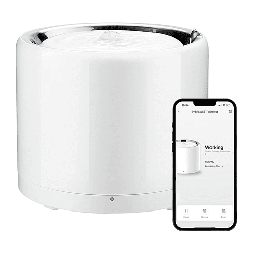 PETKIT Smart Pet Drinking Fountain W4X Eversweet Wireless (Wireless Pump) Capacity 1.8 L, Material Stainless Steel, ABS, White