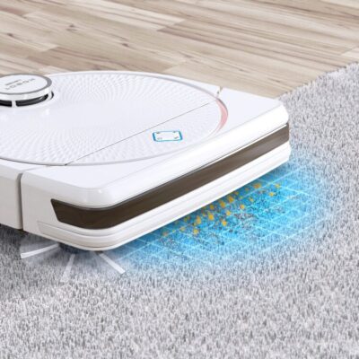 Hobot Legee D7 robotas dulkių siurblys siurbia ant kilimo