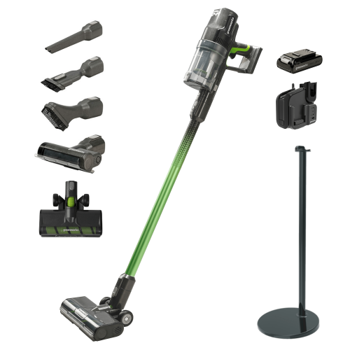 Greenworks dulkių siurblys-šluota deluxe green gd24svk4d (su 4ah akumuliatoriumi ir superkroviklio stovu)