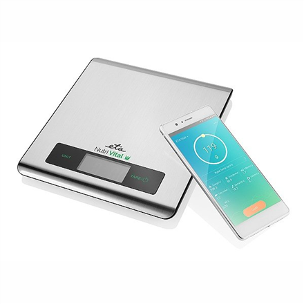 ETA Kitchen scales with smart application  Nutri Vital Maximum weight (capacity) 5 kg, Graduation 1 g, Display type LCD, Silver