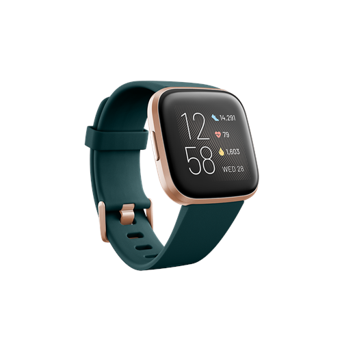 Fitbit Versa 2 Smart watch, NFC, OLED, Touchscreen, Heart rate monitor, Activity monitoring 24/7, Waterproof, Bluetooth, Wi-Fi, Emerald/CopperRose