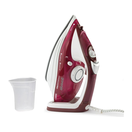 Gorenje Steam Iron SIH3000RBC Steam Iron, 3000 W, Water tank capacity 350 ml, Continuous steam 40 g/min, Red/White, Auto power off