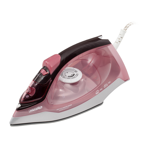 Mesko Iron MS 5028 Steam Iron, 2600 W, Continuous steam 35 g/min, Steam boost performance 60 g/min, Pink/Grey