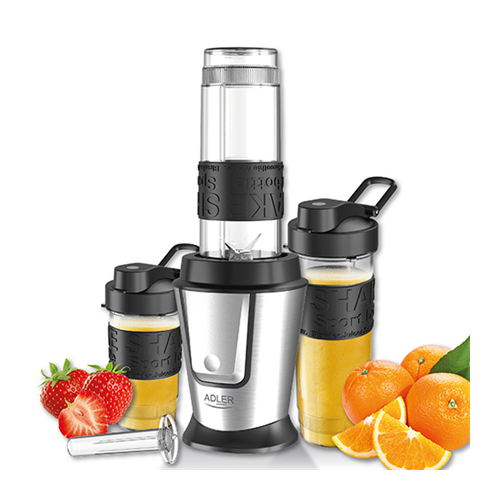 Adler Blender AD 4081 Tabletop, 800 W, Jar material BPA Free Plastic, Jar capacity 0.57 and 0.4 L, Ice crushing, Black/Stainless steel