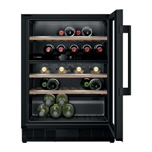 Bosch Wine Cooler KUW21AHG0 Series 6 Energy efficiency class G, Built-in, Bottles capacity 44, Black