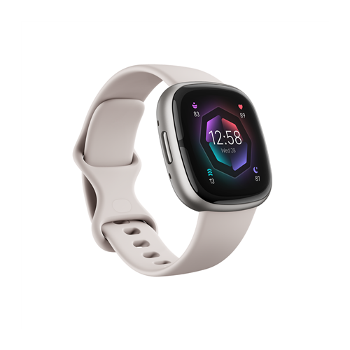 Fitbit Sense 2 Smart watch, NFC, GPS (satellite), AMOLED, Touchscreen, Heart rate monitor, Activity monitoring 24/7, Waterproof, Bluetooth, Wi-Fi, Lunar White/Platinum