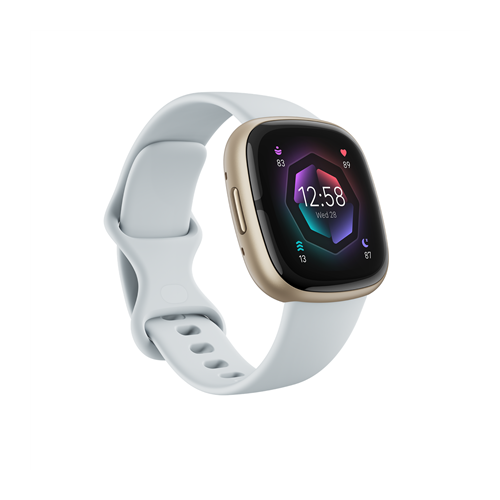 Fitbit Sense 2 Smart watch, NFC, GPS (satellite), AMOLED, Touchscreen, Heart rate monitor, Activity monitoring 24/7, Waterproof, Bluetooth, Wi-Fi, Blue Mist/Soft Gold