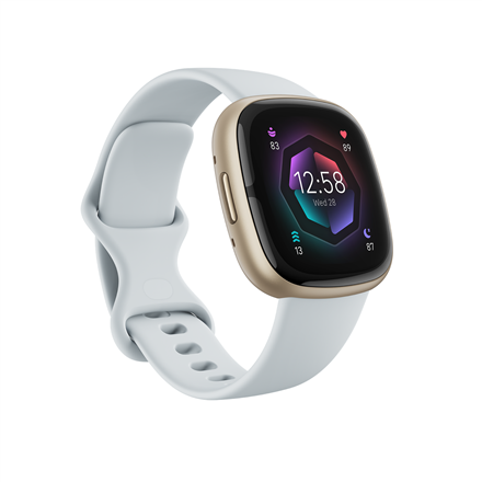 Fitbit Sense 2 Smart watch, NFC, GPS (satellite), AMOLED, Touchscreen, Heart rate monitor, Activity monitoring 24/7, Waterproof, Bluetooth, Wi-Fi, Blue Mist/Soft Gold