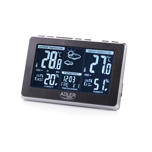 Adler Weather station AD 1175 Black White Digital Display