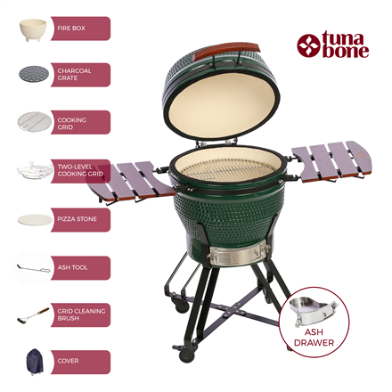 TunaBone Kamado Pro 22" grill Size M Green