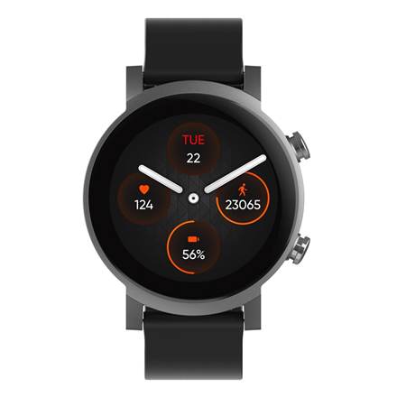 TicWatch 1.3” Smart watch GPS (satellite) 2.5D glass Touchscreen Activity monitoring 24/7 Waterproof Bluetooth Wi-Fi Panther Black