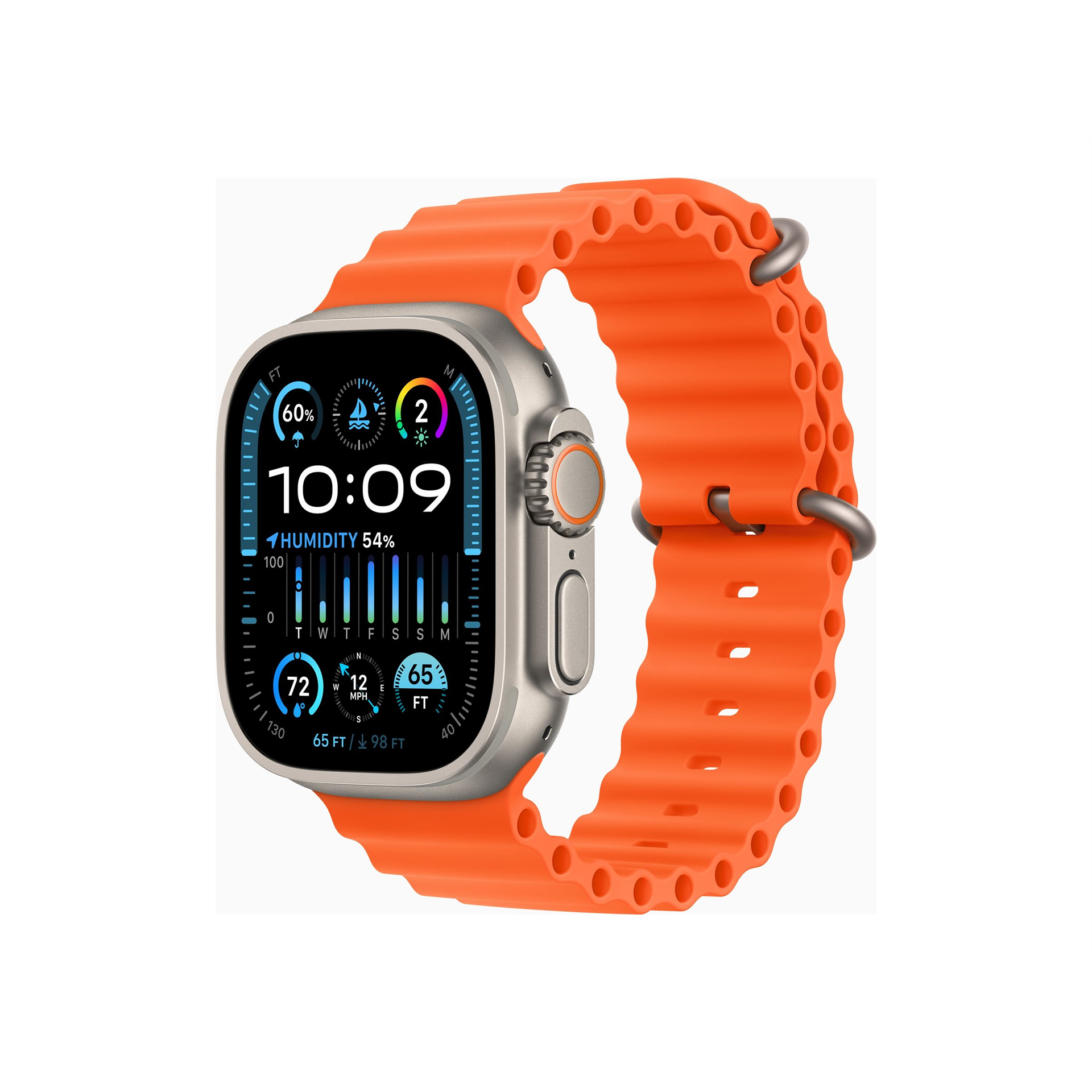 Apple Watch Ultra 2 GPS + Cellular, 49mm Titanium Case with Orange Ocean Band Apple