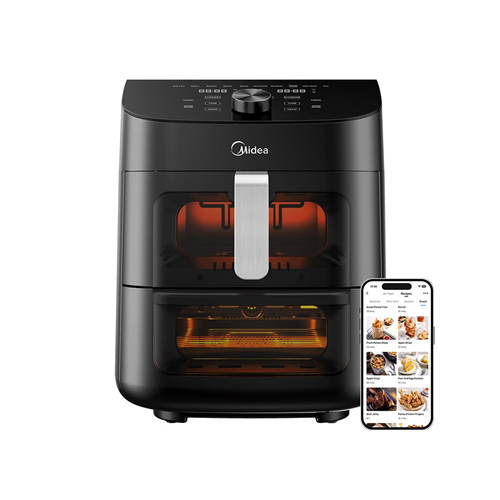 Midea Two Zone Airfryer | MAD1100DADK | Power 1850 W | Capacity 4.4/6.4 L | Rapid Air technology | Black